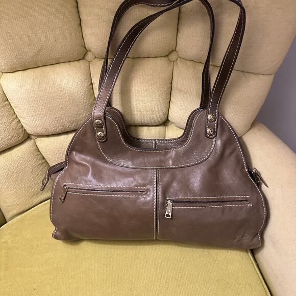 Patricia Nash Brown Leather Shoulder Bag Tote Studded Boho Satchel Purse - Picture 3 of 10